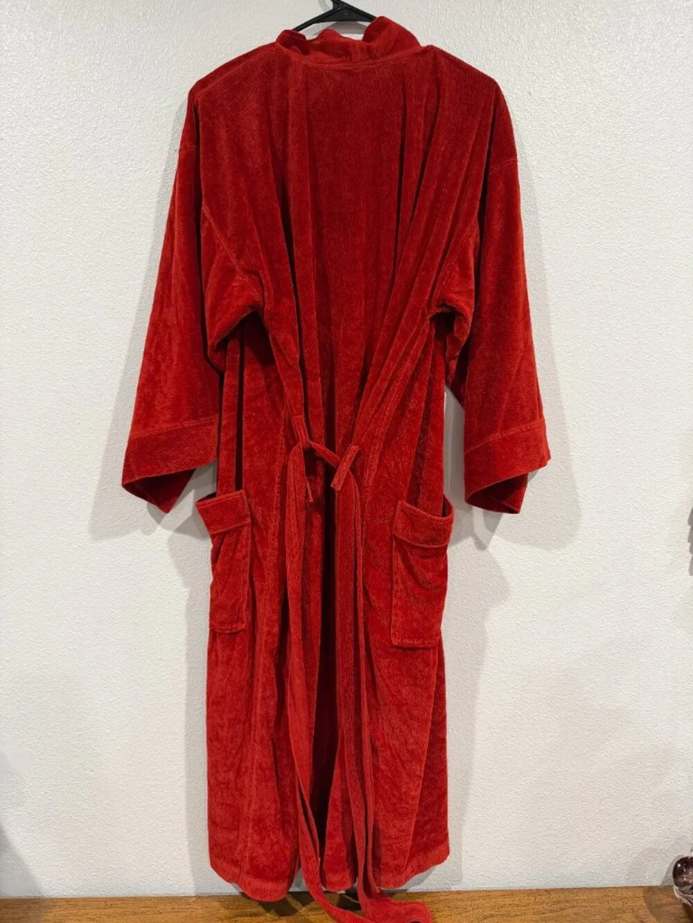Vintage Halston Men's Velour Robe Red Size Medium Luxury Bathrobe Rare